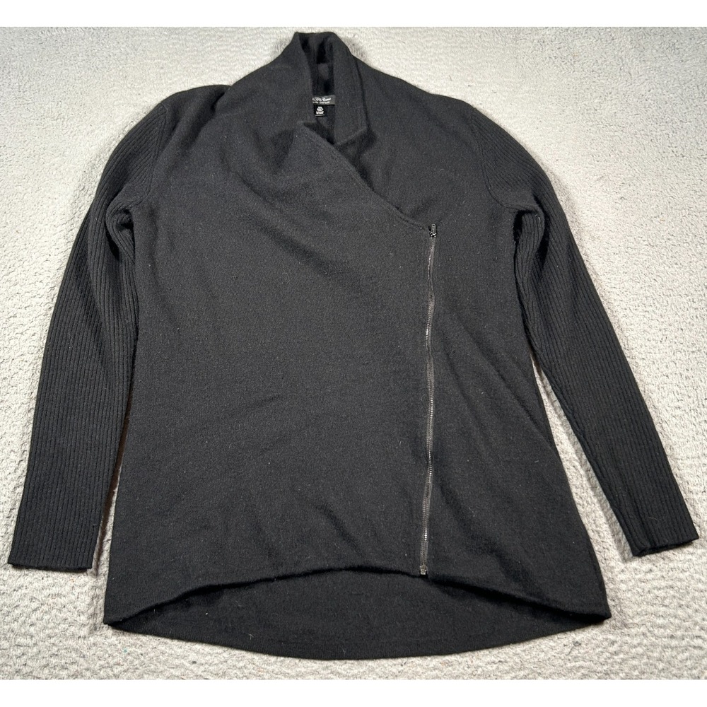 Saks Fifth Avenue Sweater Womens‎ Medium Black Knitted Cashmere Asymmetrical Zip